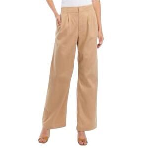 NWT Wonderly Women's Pleat Front Wide Leg Pants Khaki Tan Size 10